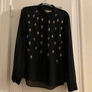 Black Crystal Michael Kors Blouse - Size XL